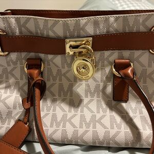 Michael Kors Tan and Cream Hamilton Bag